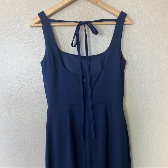 Hayley Blue Paige Tie Back Crepe Evening Dress - Picture 4 of 6